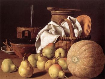 Luis Egidio Melendez : Still-life with Melon and Pears